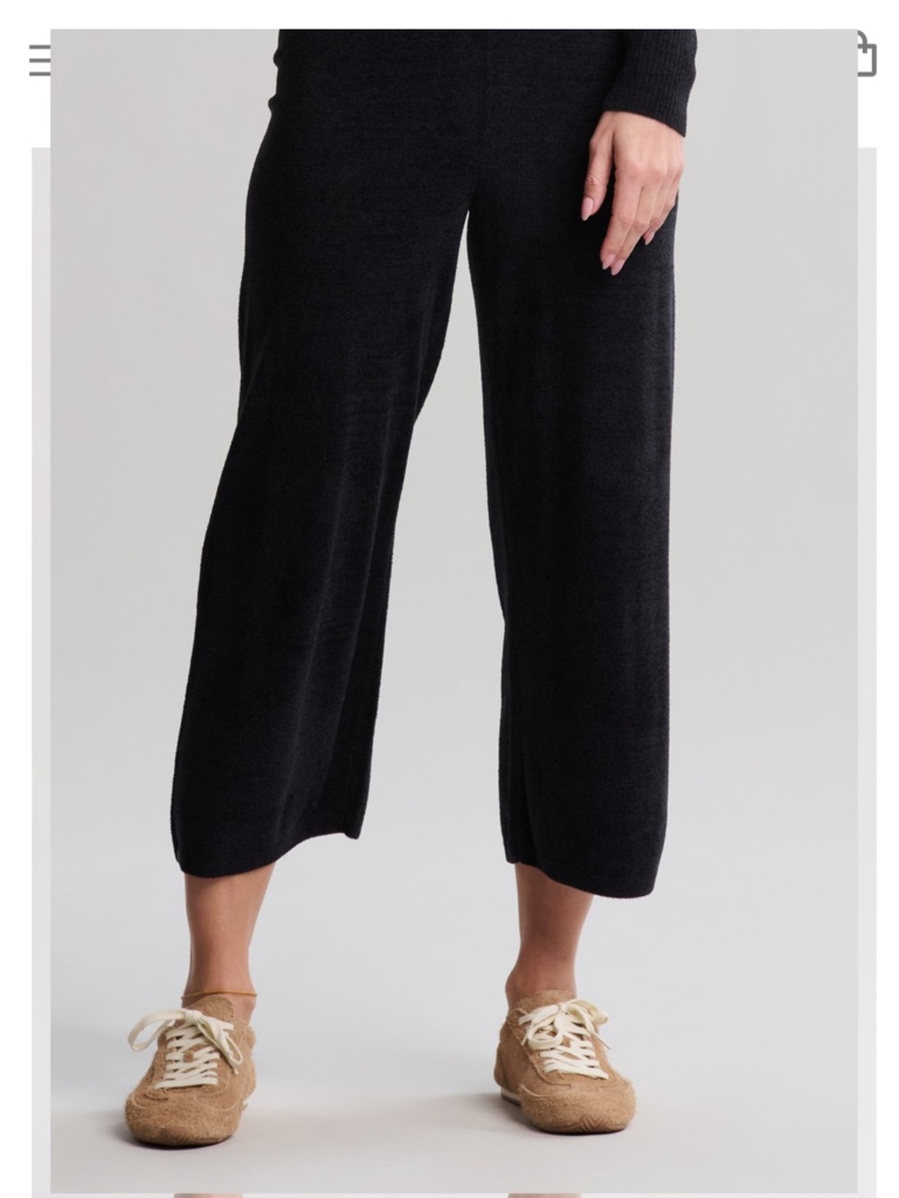 NWT BAREFOOT DREAMS black CozyChic Ultra Lite Knit cropped pants size small